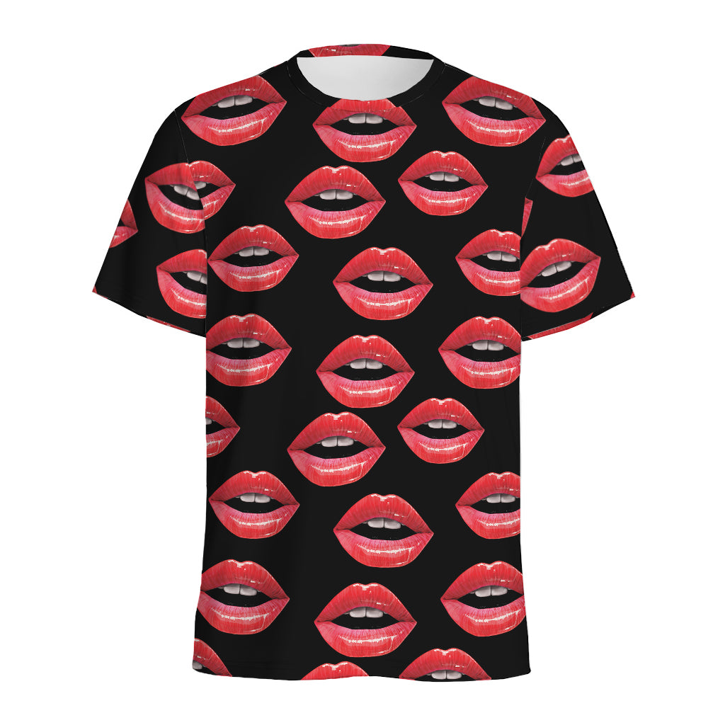 Women's Lips Pattern Print Men's Sports T-Shirt
