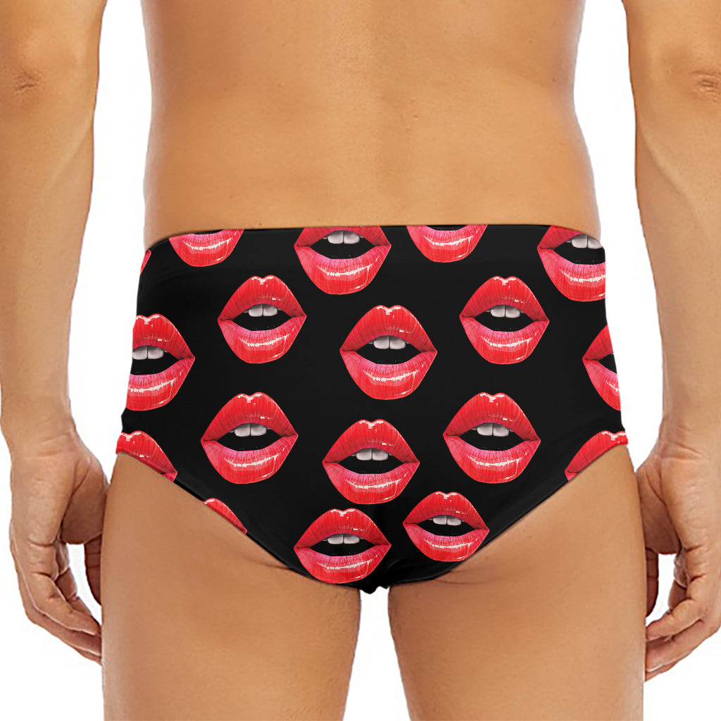 Women's Lips Pattern Print Men's Triangle Swim Briefs
