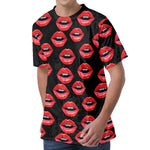 Women's Lips Pattern Print Men's Velvet T-Shirt