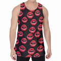 Women's Lips Pattern Print Men's Velvet Tank Top