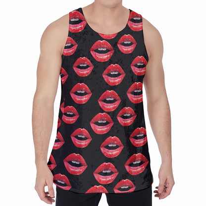 Women's Lips Pattern Print Men's Velvet Tank Top