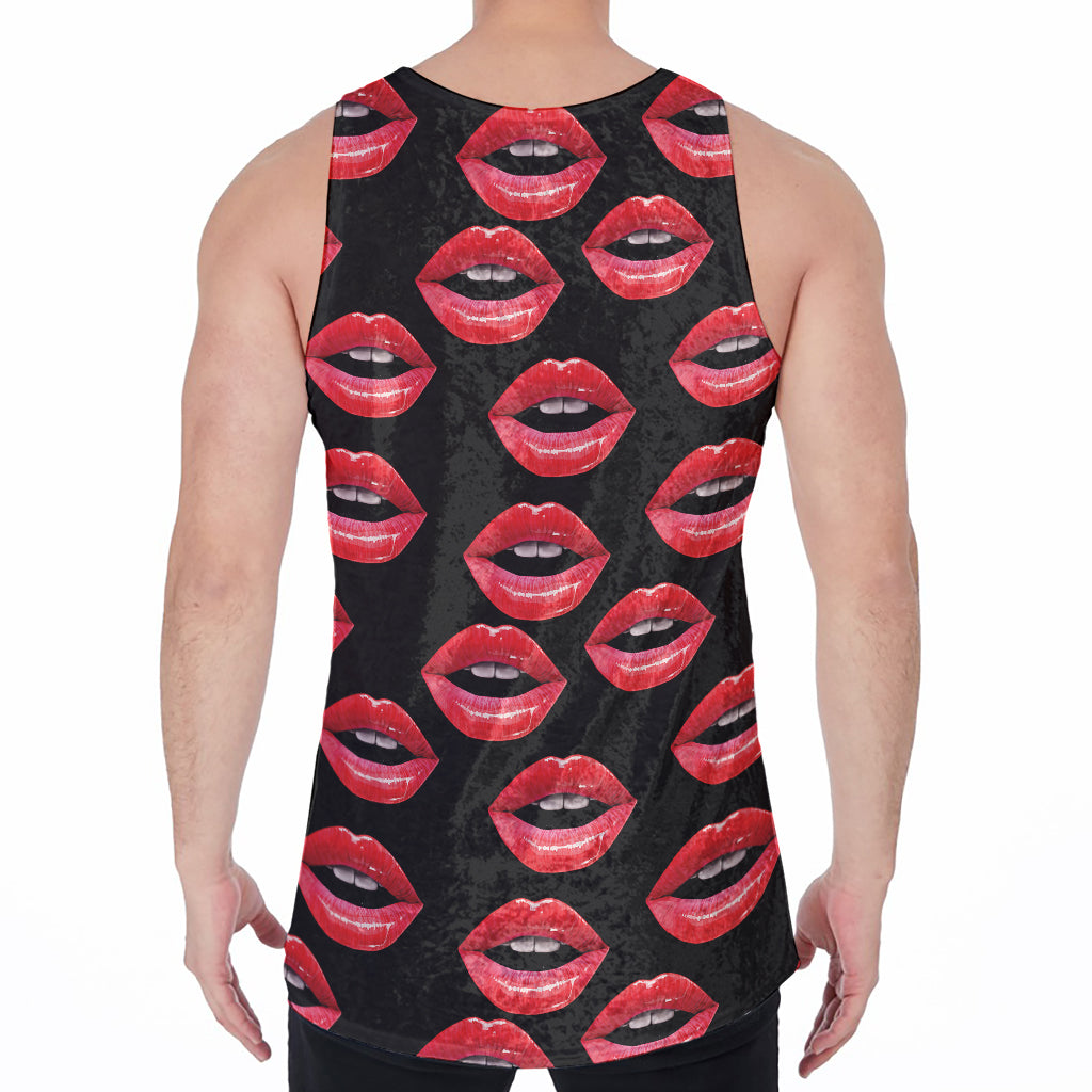 Women's Lips Pattern Print Men's Velvet Tank Top