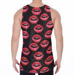 Women's Lips Pattern Print Men's Velvet Tank Top