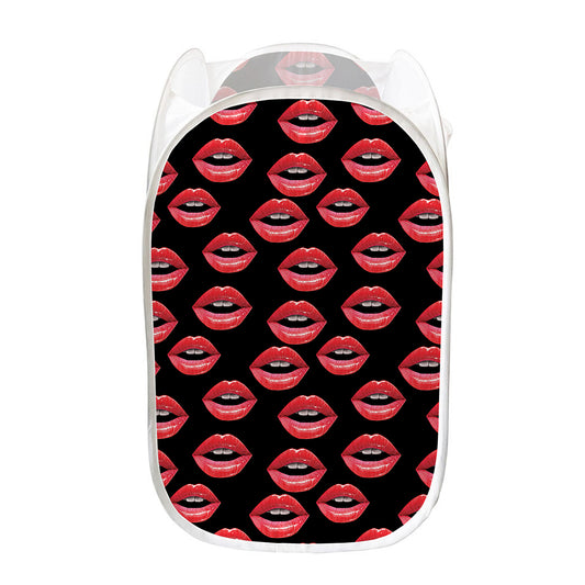 Women's Lips Pattern Print Mesh Laundry Hamper