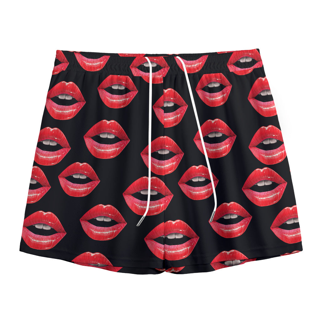 Women's Lips Pattern Print Mesh Shorts