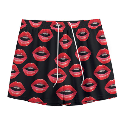 Women's Lips Pattern Print Mesh Shorts