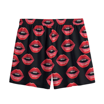 Women's Lips Pattern Print Mesh Shorts