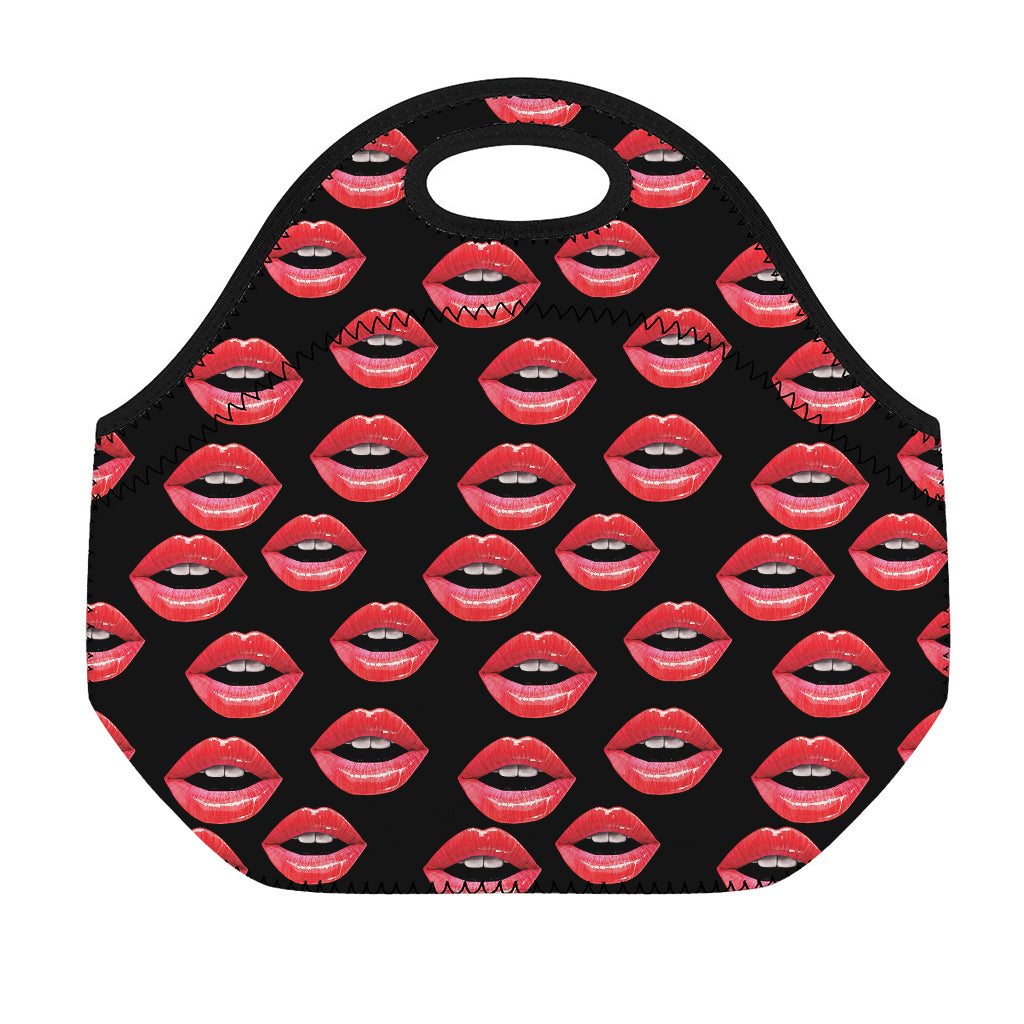 Women's Lips Pattern Print Neoprene Lunch Bag