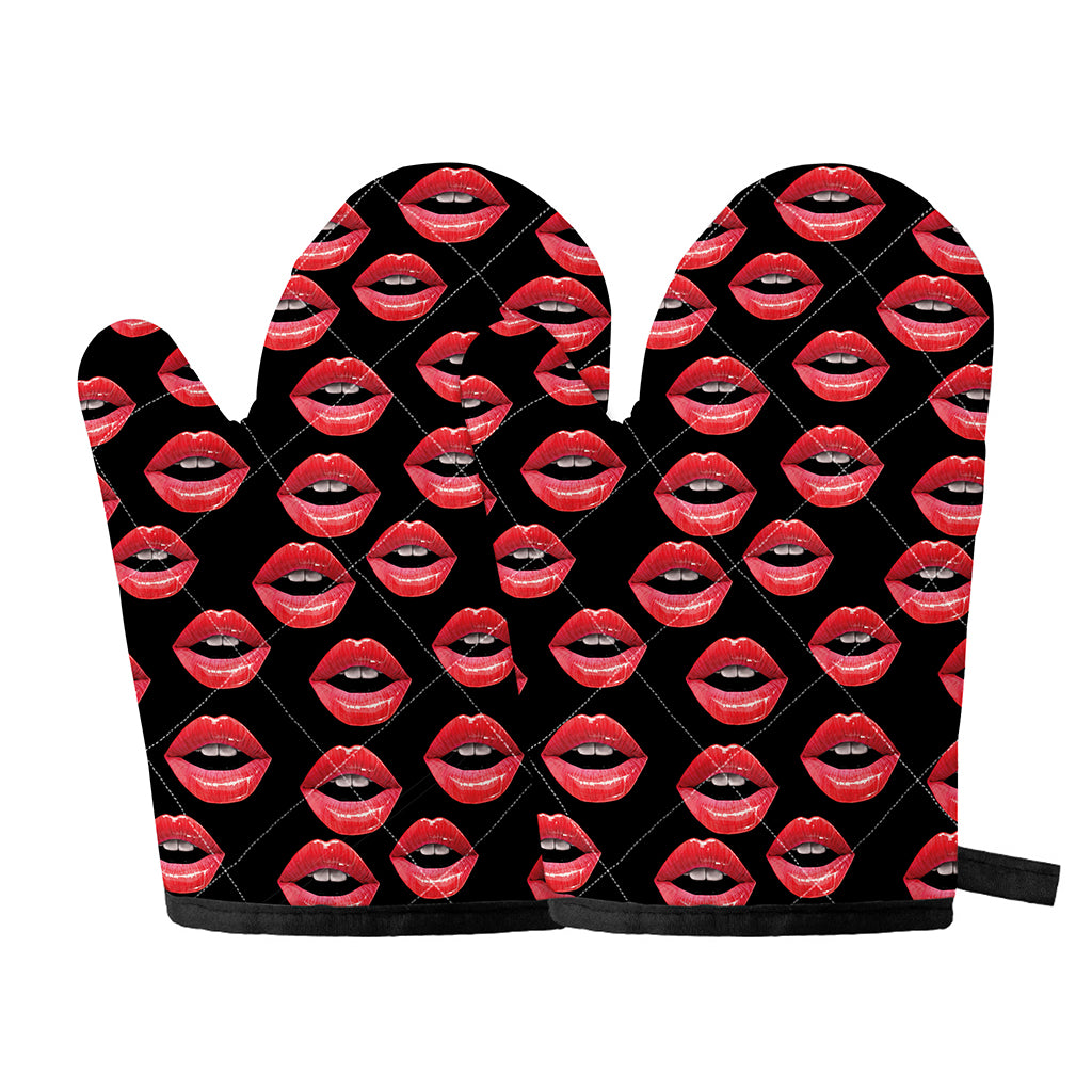 Women's Lips Pattern Print Oven Mitts