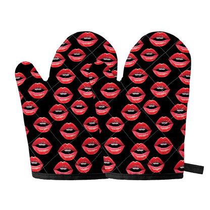 Women's Lips Pattern Print Oven Mitts