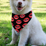 Women's Lips Pattern Print Over The Collar Dog Bandana