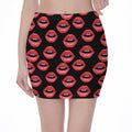 Women's Lips Pattern Print Pencil Mini Skirt