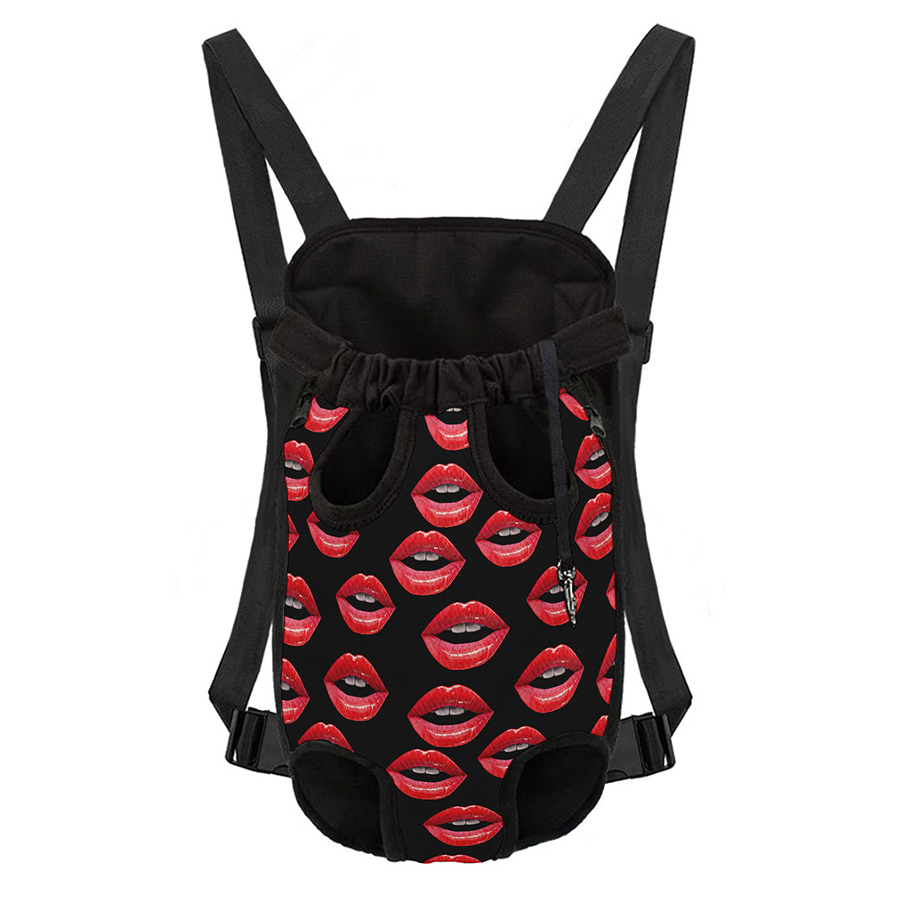 Women's Lips Pattern Print Pet Carrier Backpack