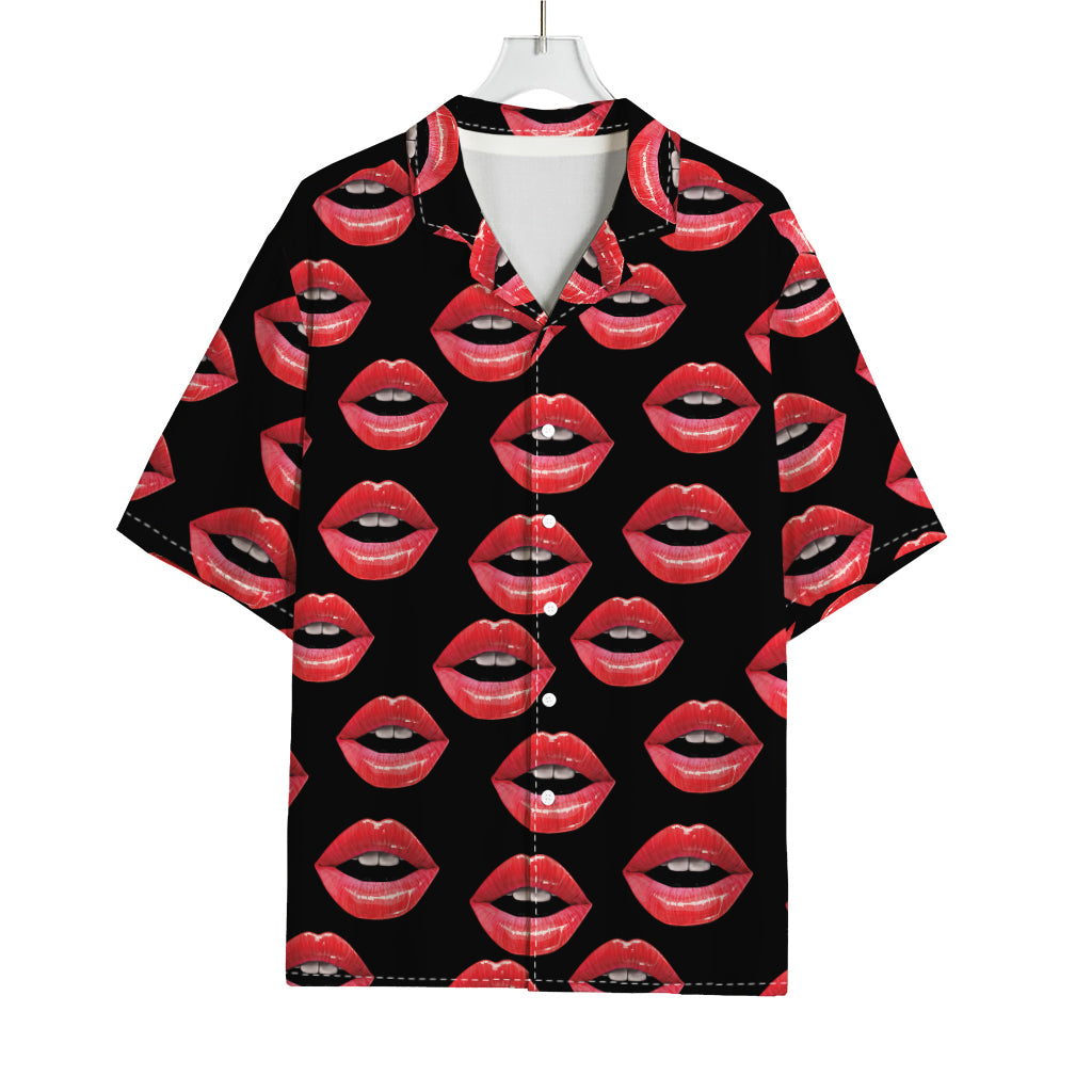 Women's Lips Pattern Print Rayon Hawaiian Shirt