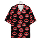 Women's Lips Pattern Print Rayon Hawaiian Shirt