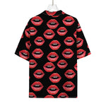 Women's Lips Pattern Print Rayon Hawaiian Shirt