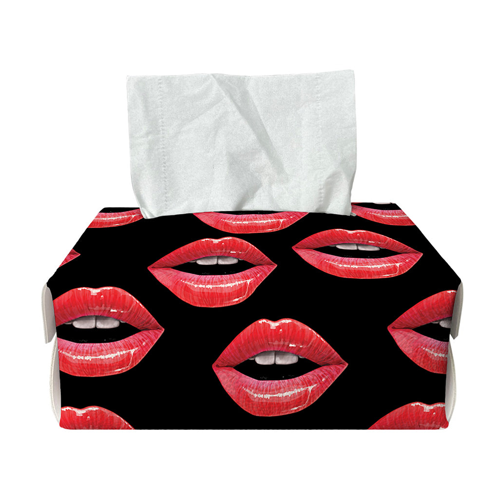 Women's Lips Pattern Print Rectangle Tissue Box Cover