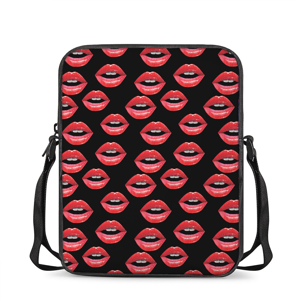 Women's Lips Pattern Print Rectangular Crossbody Bag