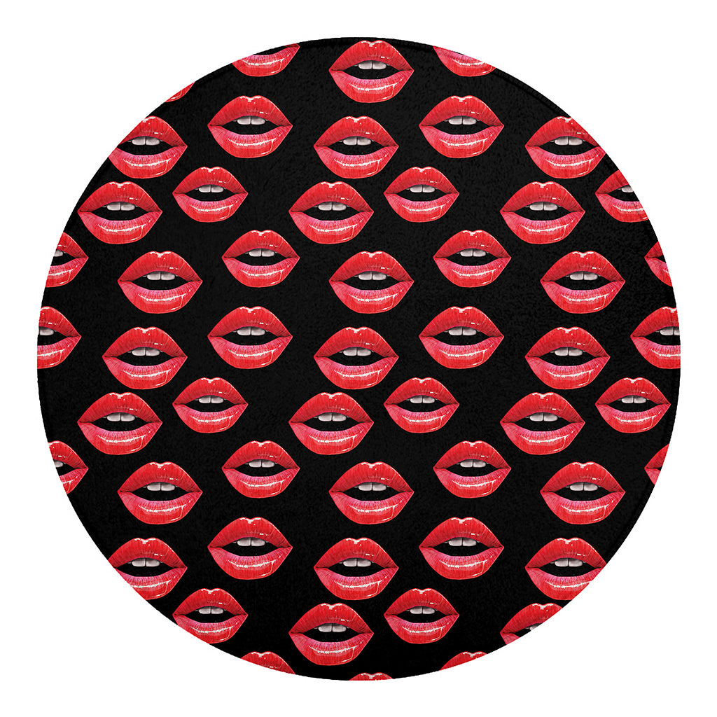 Women's Lips Pattern Print Round Blanket
