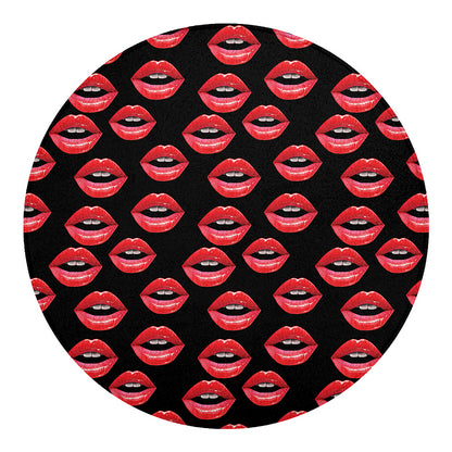 Women's Lips Pattern Print Round Blanket