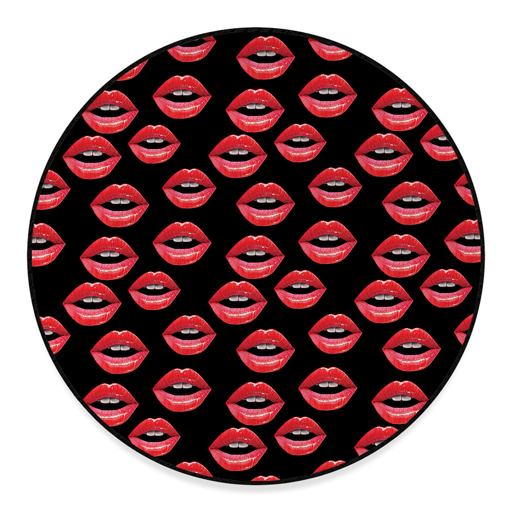Women's Lips Pattern Print Round Floor Mat
