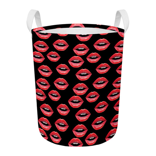 Women's Lips Pattern Print Round Laundry Basket