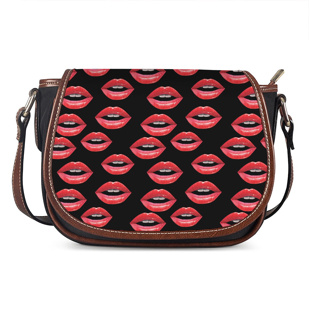Women's Lips Pattern Print Saddle Bag