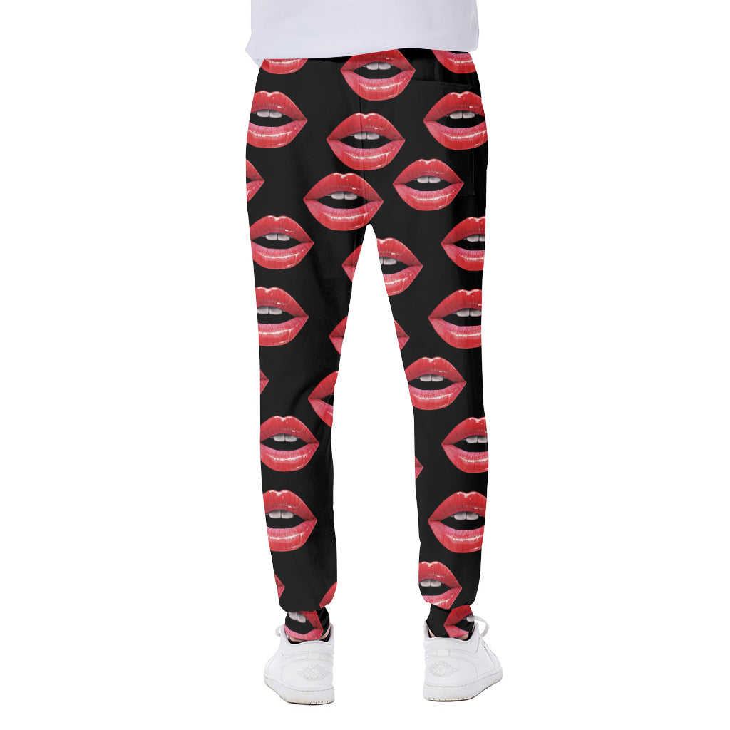 Women's Lips Pattern Print Scuba Joggers