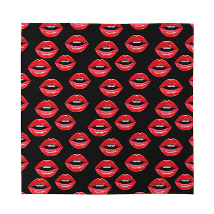 Women's Lips Pattern Print Silk Bandana