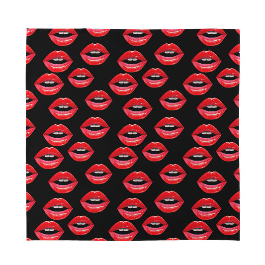 Women's Lips Pattern Print Silk Bandana