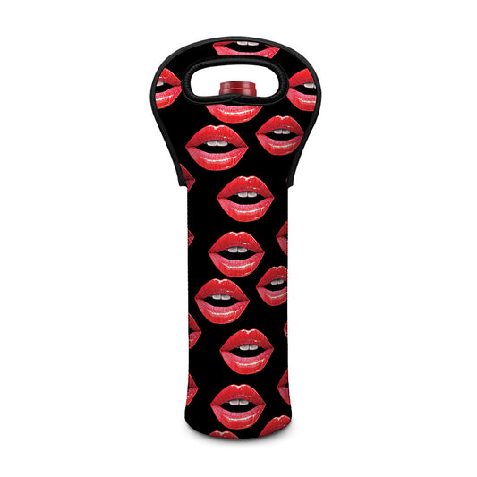 Women's Lips Pattern Print Single Neoprene Wine Tote