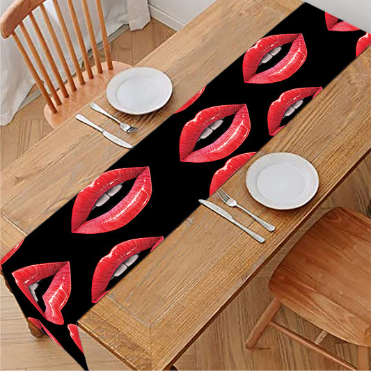 Women's Lips Pattern Print Table Runner