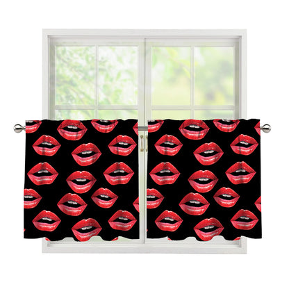 Women's Lips Pattern Print Tier Curtains