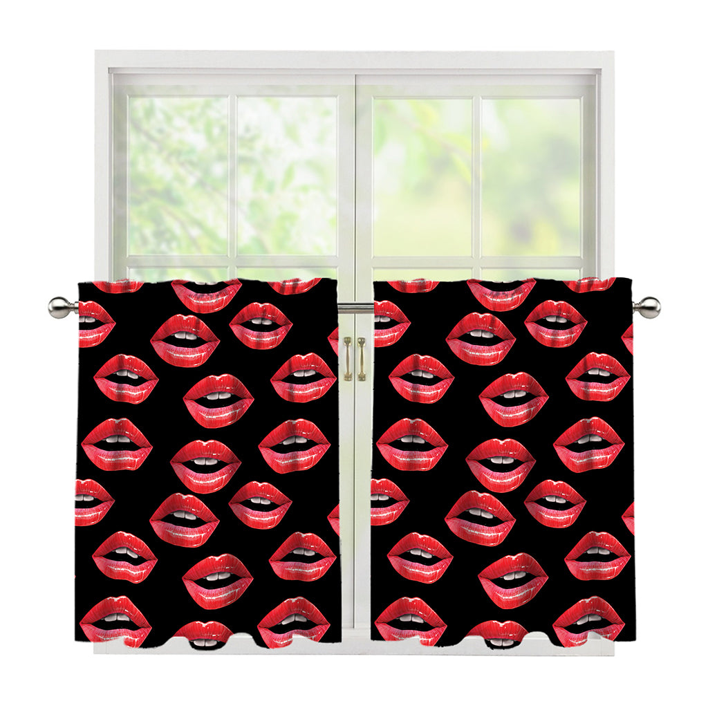 Women's Lips Pattern Print Tier Curtains