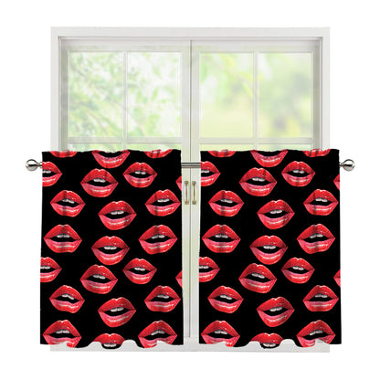 Women's Lips Pattern Print Tier Curtains