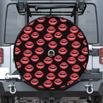 Women's Lips Pattern Print Tire Cover With Camera Hole