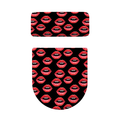 Women's Lips Pattern Print Toilet Lid And Tank Cover Set