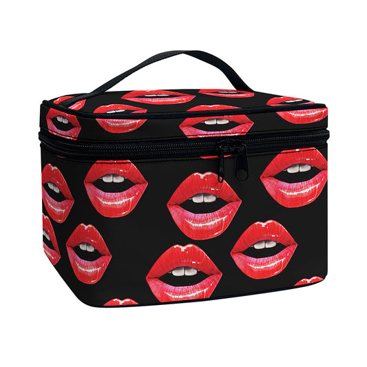 Women's Lips Pattern Print Travel Makeup Bag