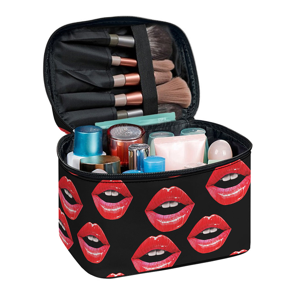 Women's Lips Pattern Print Travel Makeup Bag