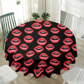Women's Lips Pattern Print Waterproof Round Tablecloth