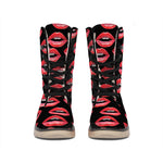 Women's Lips Pattern Print Winter Boots