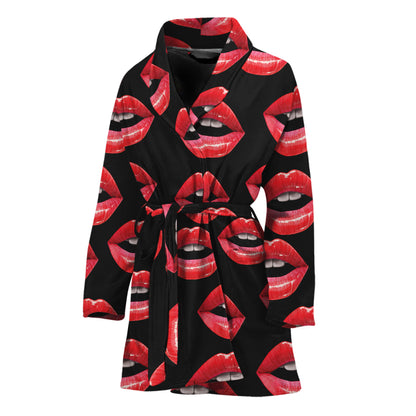 Women's Lips Pattern Print Women's Bathrobe