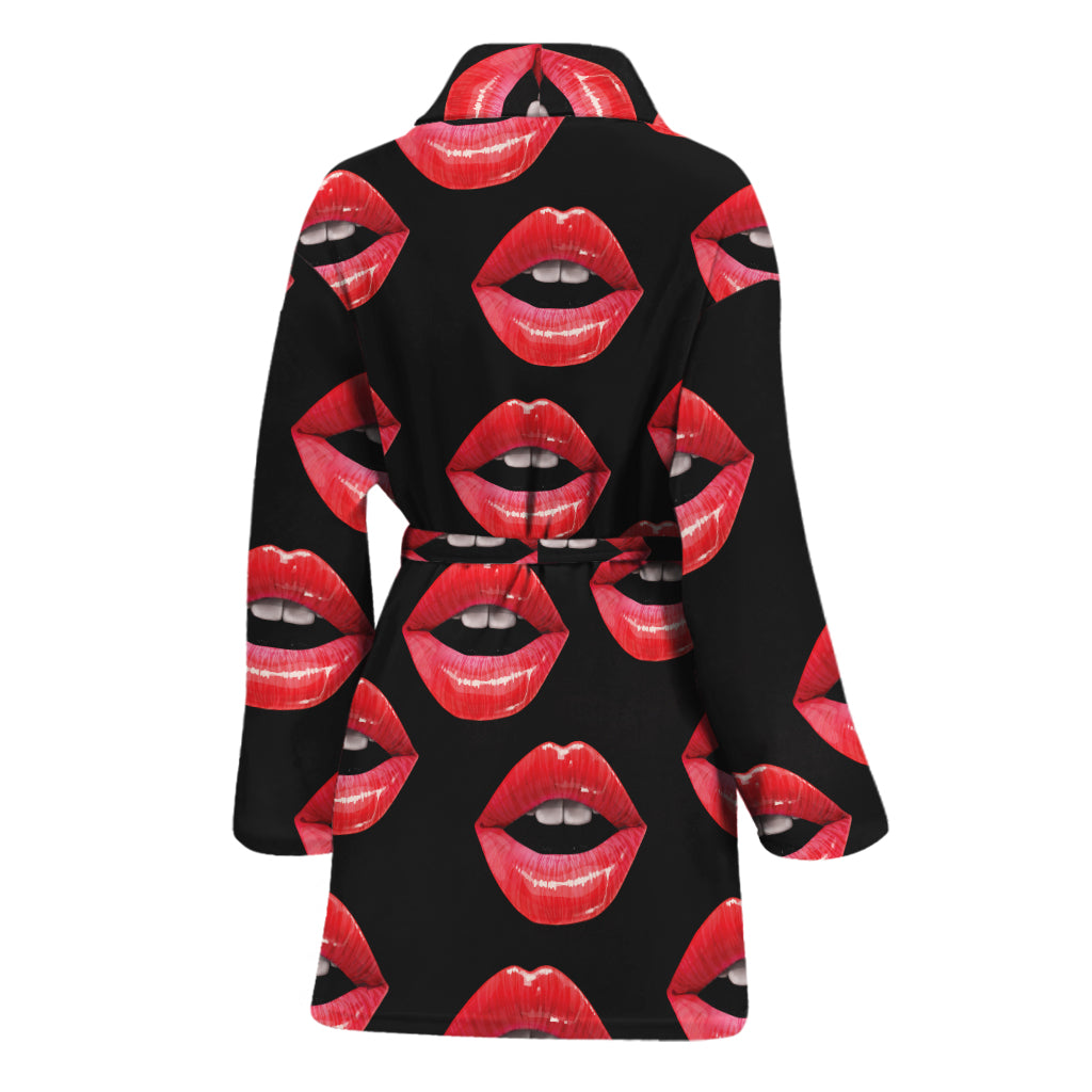 Women's Lips Pattern Print Women's Bathrobe