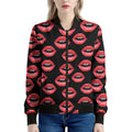 Women's Lips Pattern Print Women's Bomber Jacket
