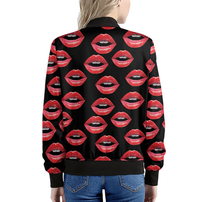 Women's Lips Pattern Print Women's Bomber Jacket