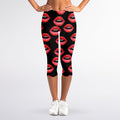 Women's Lips Pattern Print Women's Capri Leggings