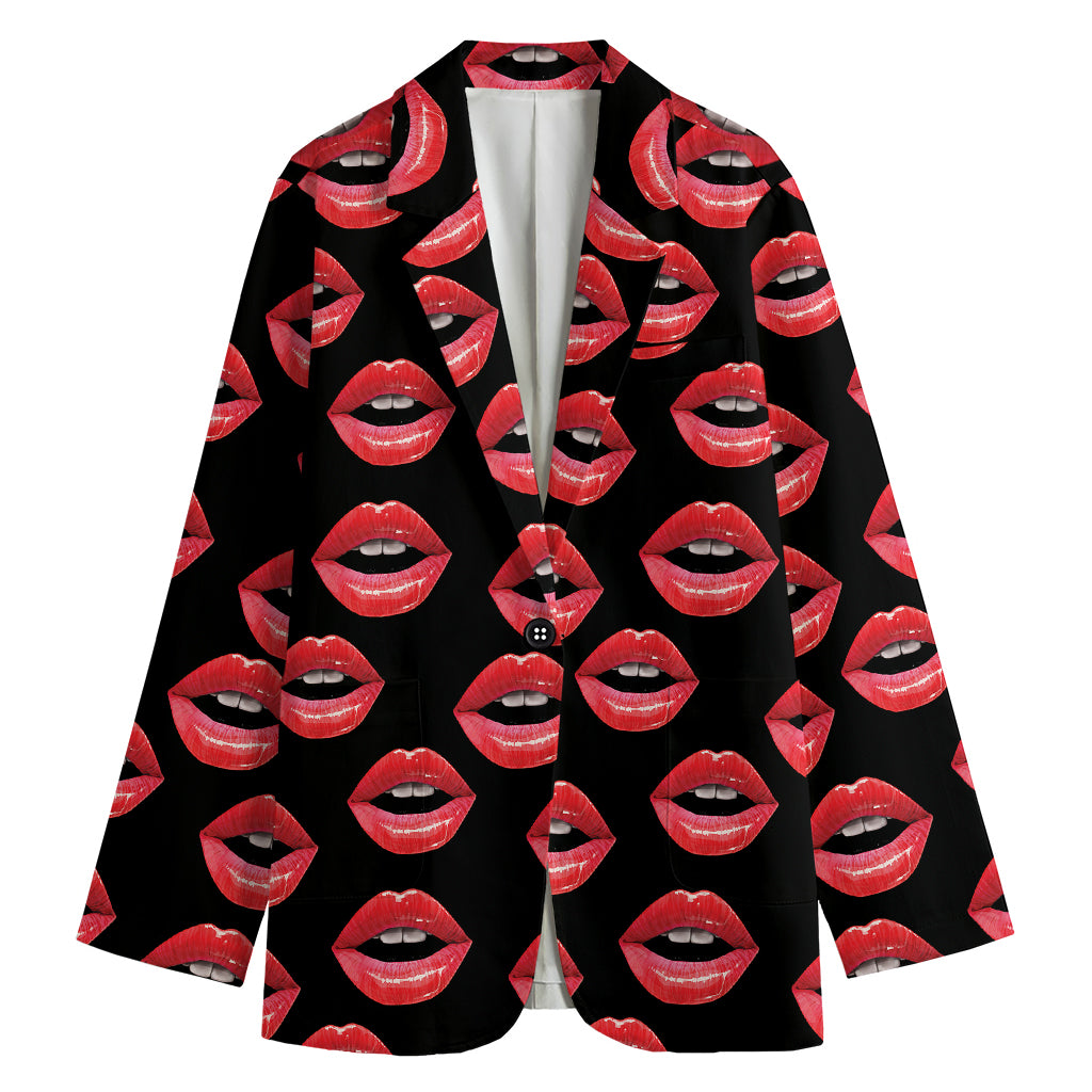 Women's Lips Pattern Print Women's Cotton Blazer