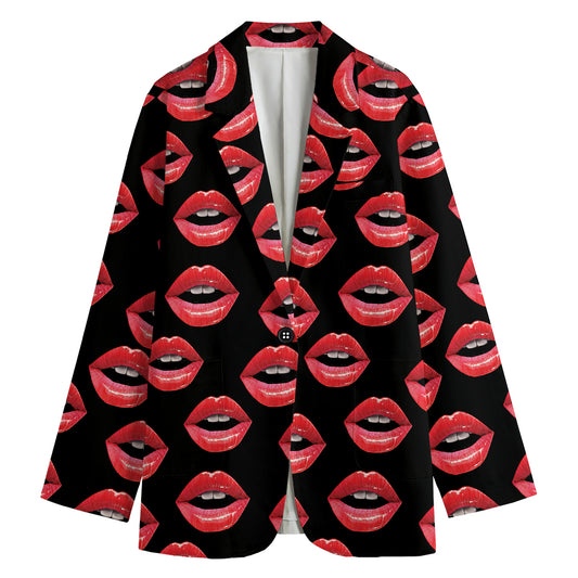 Women's Lips Pattern Print Women's Cotton Blazer