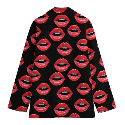 Women's Lips Pattern Print Women's Cotton Blazer
