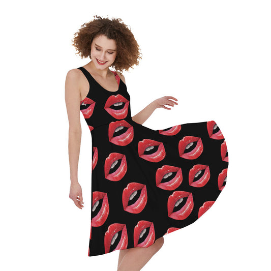 Women's Lips Pattern Print Women's Sleeveless Dress